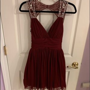 Beaded Burgundy Homecoming Dress